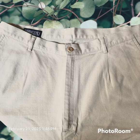 LAND'S END Classic Chino Pants Hi Rise Straight Leg Ivory Color Relaxed … - Picture 6 of 10